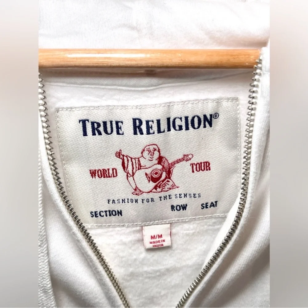 True Religion | White Gold Logo Full Zip Hoodie